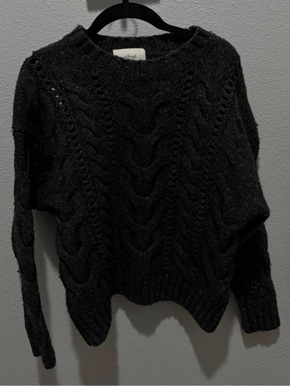 Wilfred Black Cable-Knit Crewneck Sweater Aritzia